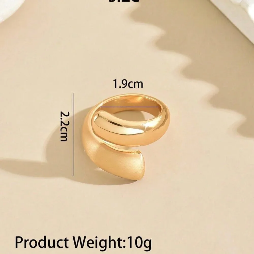 Gold-Colored Preppy Women's High-End Metal Open Bangle Bracelet